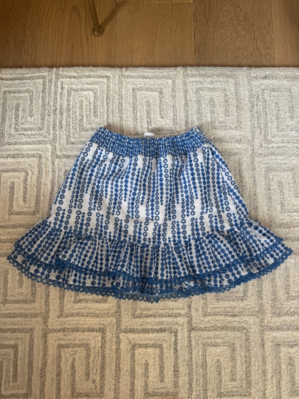 Charo Ruiz Blue White Embroidered Skirt